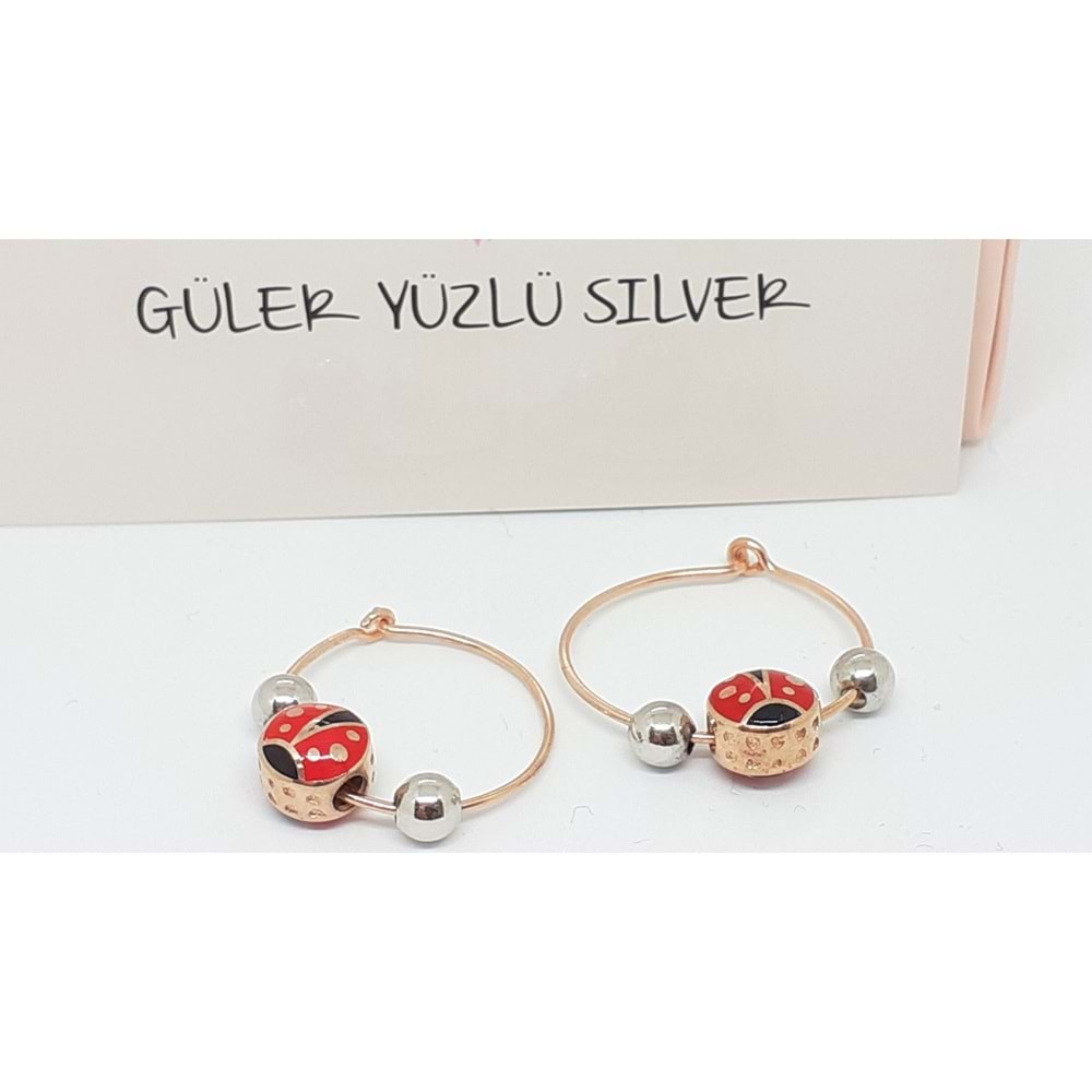 20 MM UĞUR BÖCEKLİ DORİCA HALKA GÜMÜŞ KÜPE