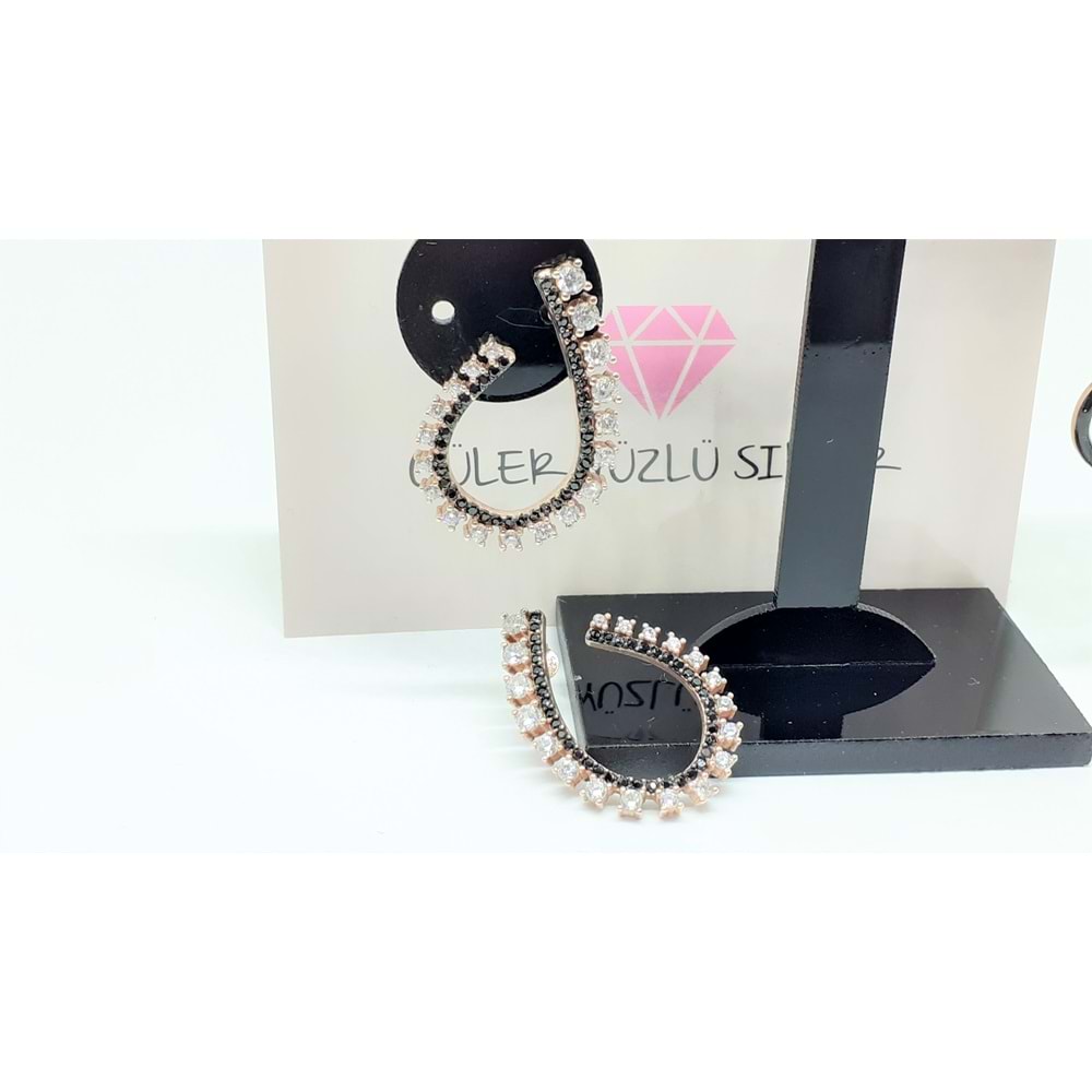 TAŞLI ROSE ÇİVİ TASARIM GÜMÜŞ KÜPE