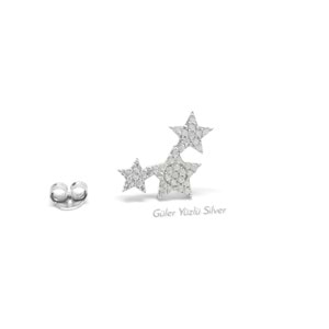 ZİRKON TAŞLI ÜÇ YILDIZ ÇİVİ GÜMÜŞ KÜPE (TEK)