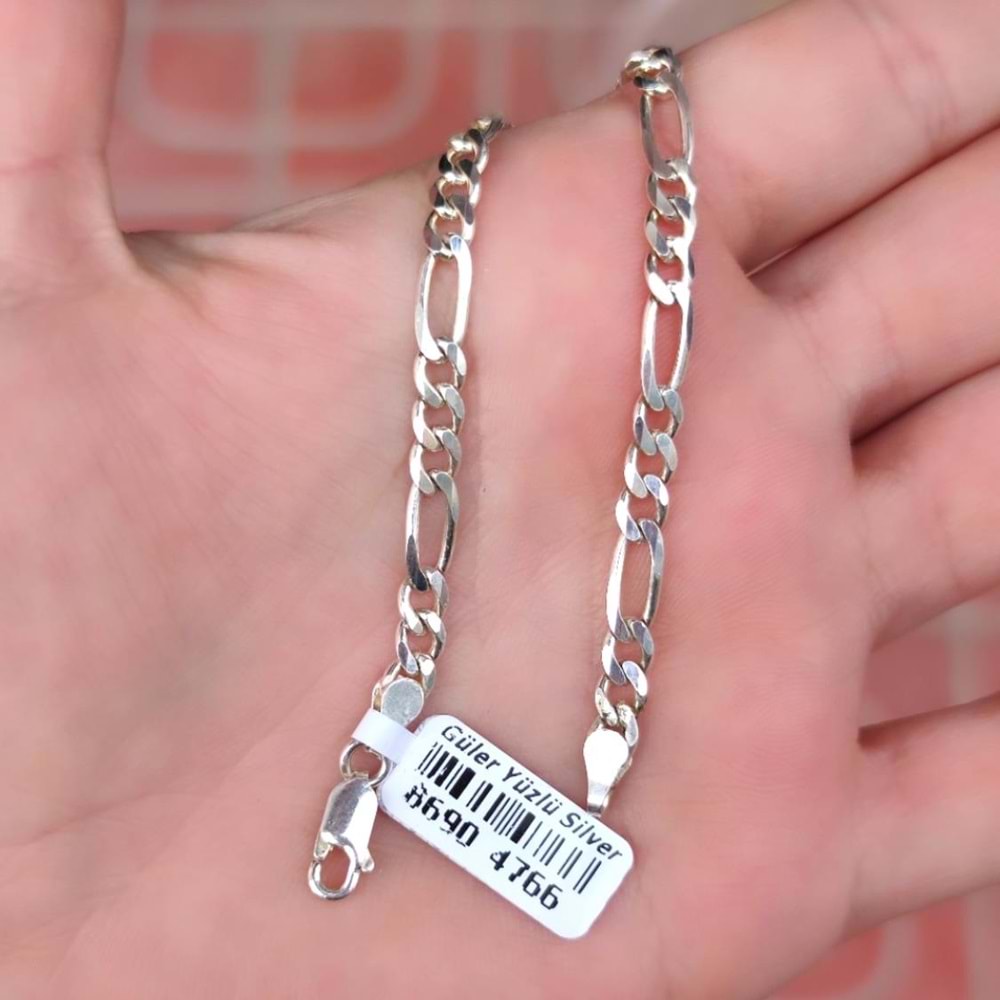 120 MİKRON FİGARO ZİNCİR GÜMÜŞ BİLEKLİK