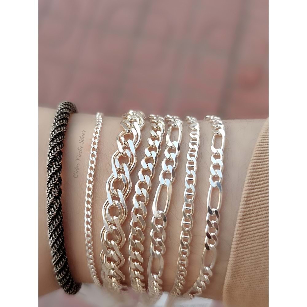 120 MİKRON FİGARO ZİNCİR GÜMÜŞ BİLEKLİK