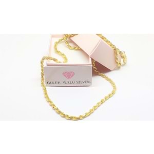 ITALY DAMGALI 60 MİKRON BURGU HALAT GÜMÜŞ KOLYE ZİNCİR (55 CM)