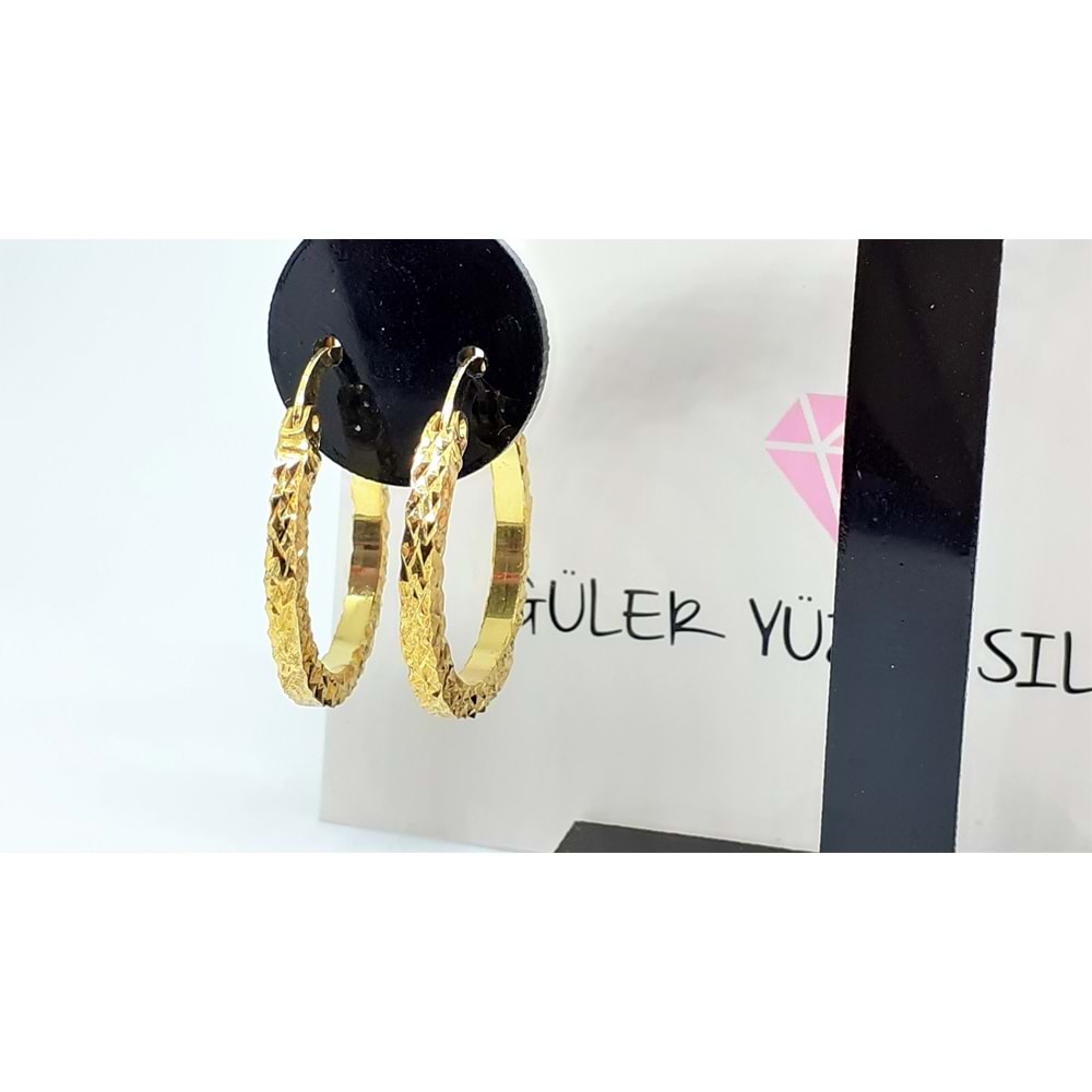 18 MM KRİSTAL DESENLİ İTHAL GÜMÜŞ HALKA KÜPE