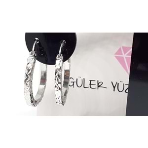 18 MM KRİSTAL DESENLİ İTHAL GÜMÜŞ HALKA KÜPE