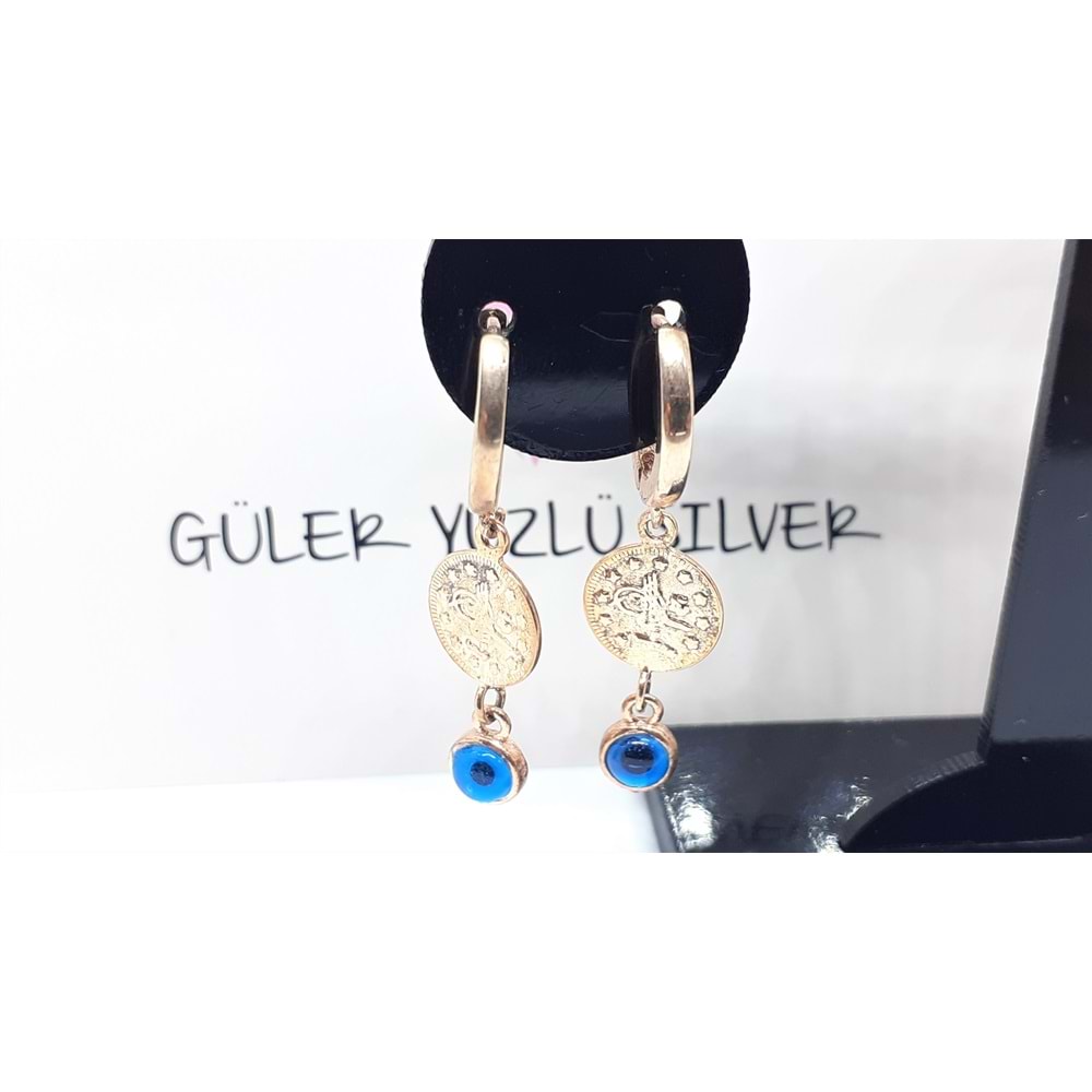 TUĞRALI CAMGÖZ SALLANTILI HALKA GÜMÜŞ KÜPE