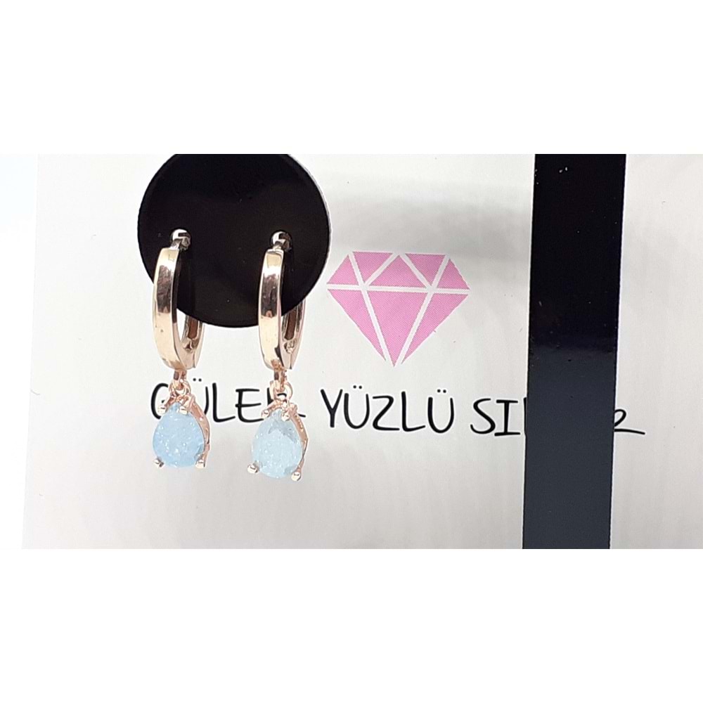 SALLANTILI MAVİ DAMLA HALKA GÜMÜŞ KÜPE