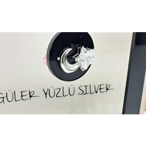 İTHAL AY YILDIZ GÜMÜŞ VİDALI KÜPE