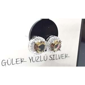 ZİRKON TAŞLI YUVARLAK SULTANİT GÜMÜŞ ÇİVİ KÜPE