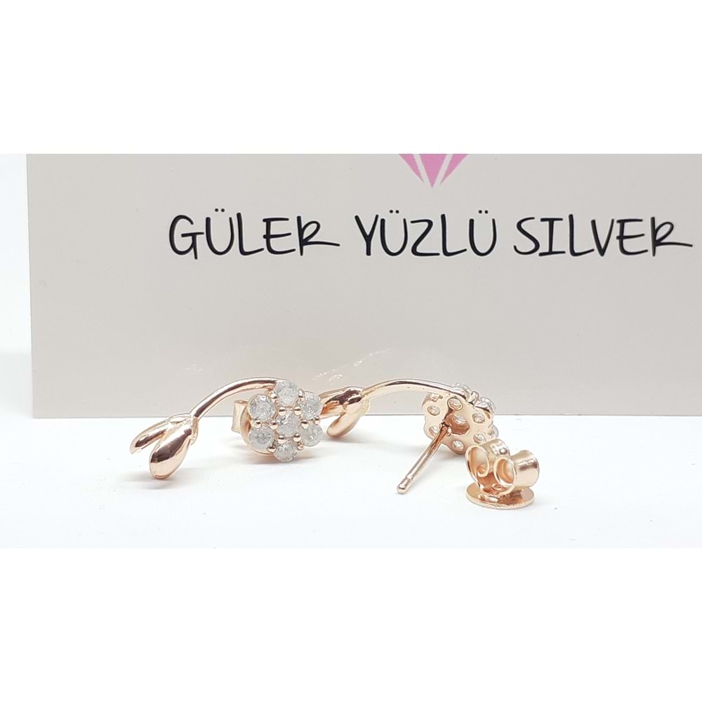 İTHAL TOMURCUKLU ÇİÇEK GÜMÜŞ ÇİVİ KÜPE