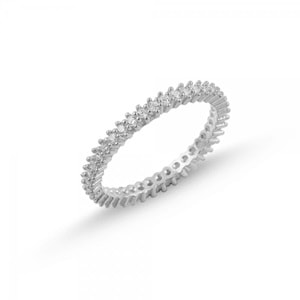 ZİRKON TAŞLI TEK SIRA TAMTUR GÜMÜŞ YÜZÜK