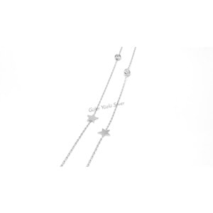 79 CM ZİRKON TAŞLI VE YILDIZLI GÜMÜŞ KOLYE ZİNCİR