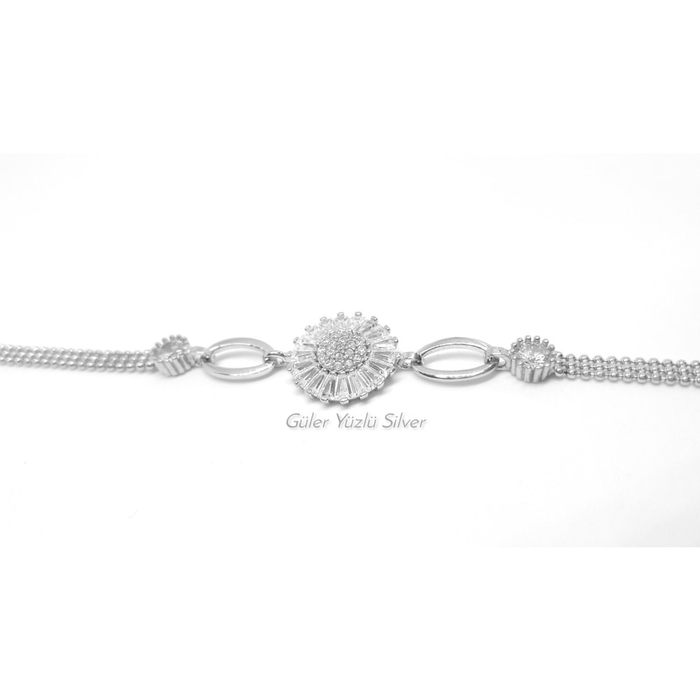 BAGET TAŞLI YUVARLAK GÜMÜŞ BİLEKLİK