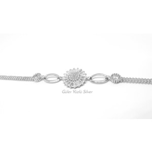 BAGET TAŞLI YUVARLAK GÜMÜŞ BİLEKLİK