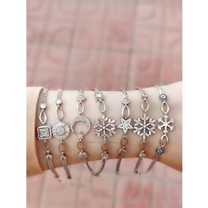 BAGET TAŞLI YUVARLAK GÜMÜŞ BİLEKLİK