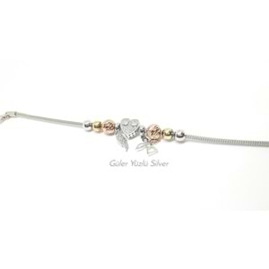 SALLANTILI KALPLİ TOP TOP GÜMÜŞ BİLEKLİK
