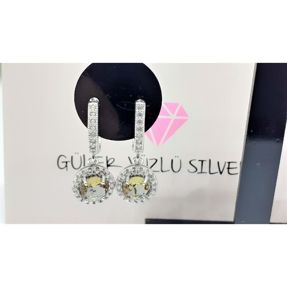 SALLANTILI YUVARLAK SULTANİT GÜMÜŞ KÜPE