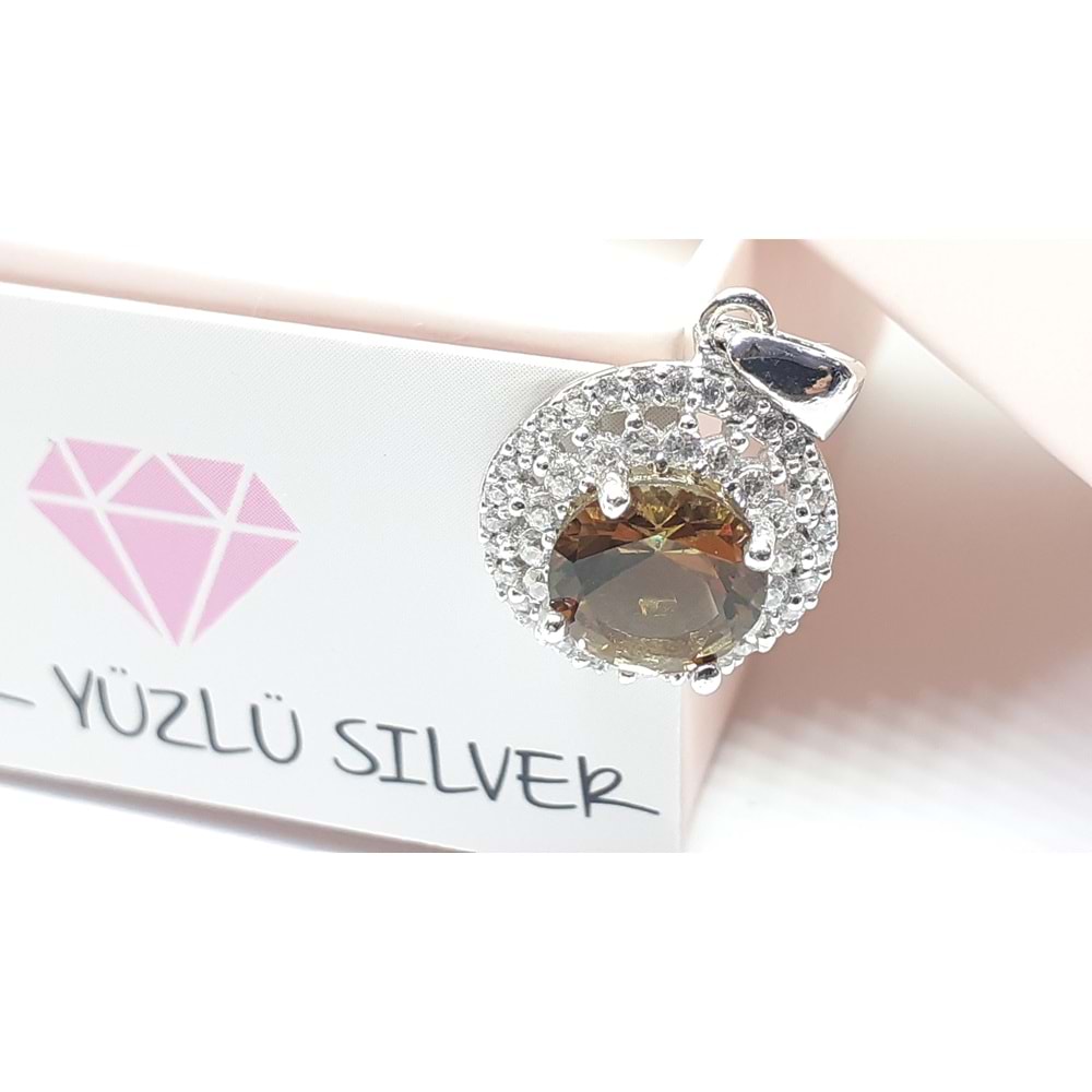 SULTANİT YUVARLAK GÜMÜŞ KOLYE UCU