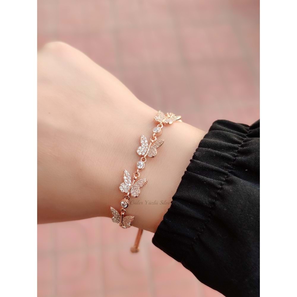 ZİRKON TAŞLI KELEBEK ASANSÖR GÜMÜŞ BİLEKLİK