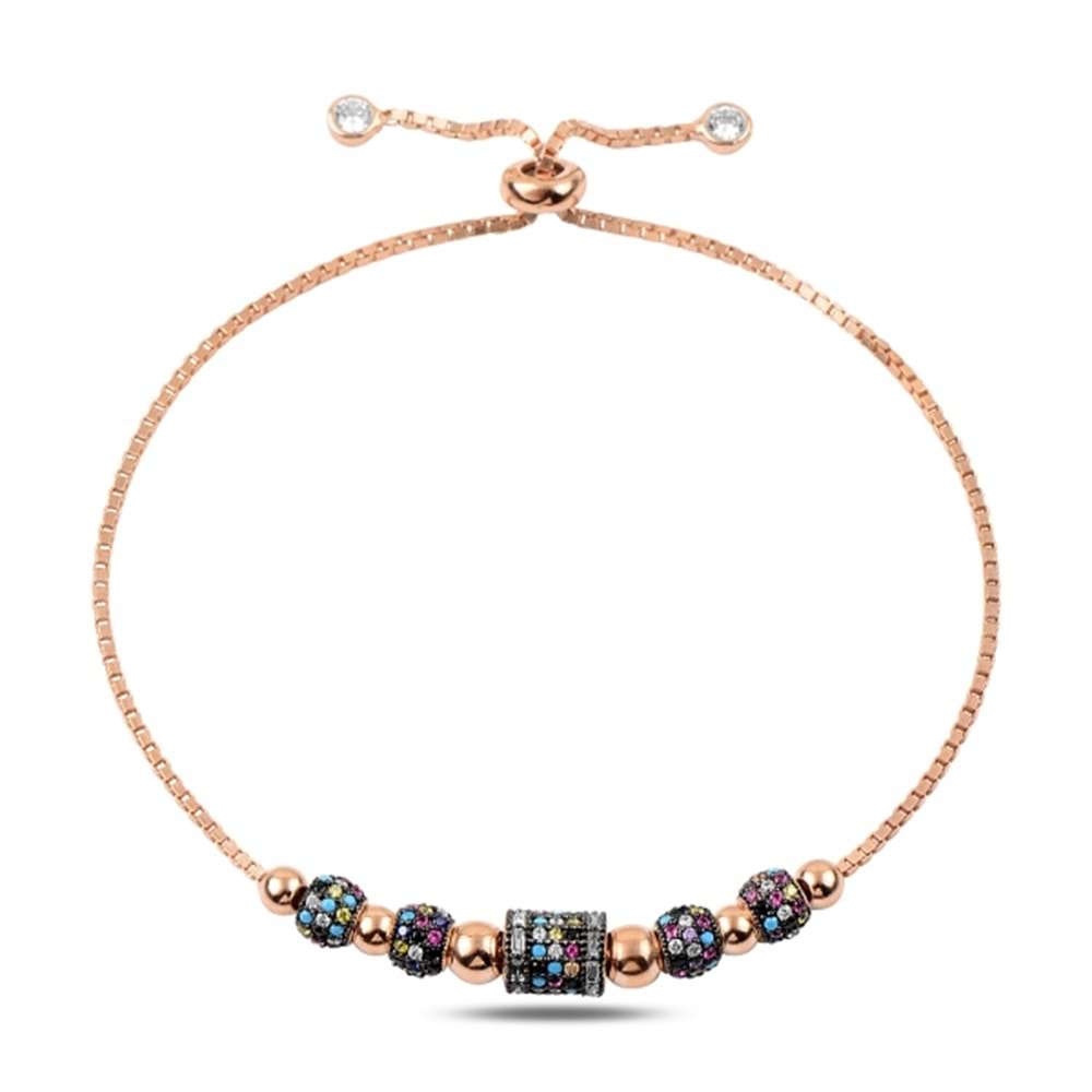 RENKLİ ZİRKON TAŞLI SALLANTILI ASANSÖR GÜMÜŞ BİLEKLİK