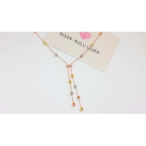 DORİCA GÜMÜŞ KOLYE - ROSE ALTIN KAPLAMA