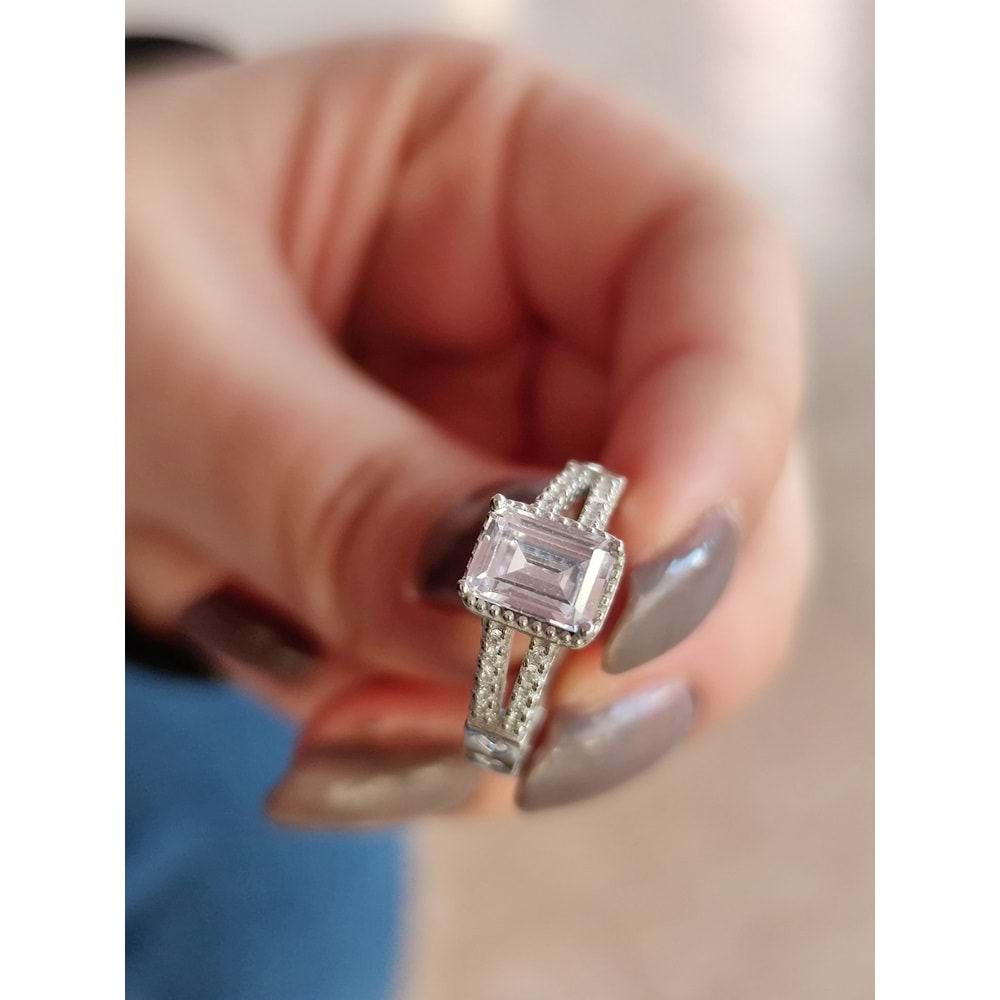 KALP DETAYLI BAGET TAŞLI GÜMÜŞ YÜZÜK - 17