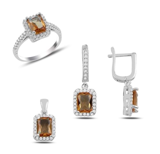 SULTANİT BAGET TAŞLI KİBAR GÜMÜŞ SET - 12