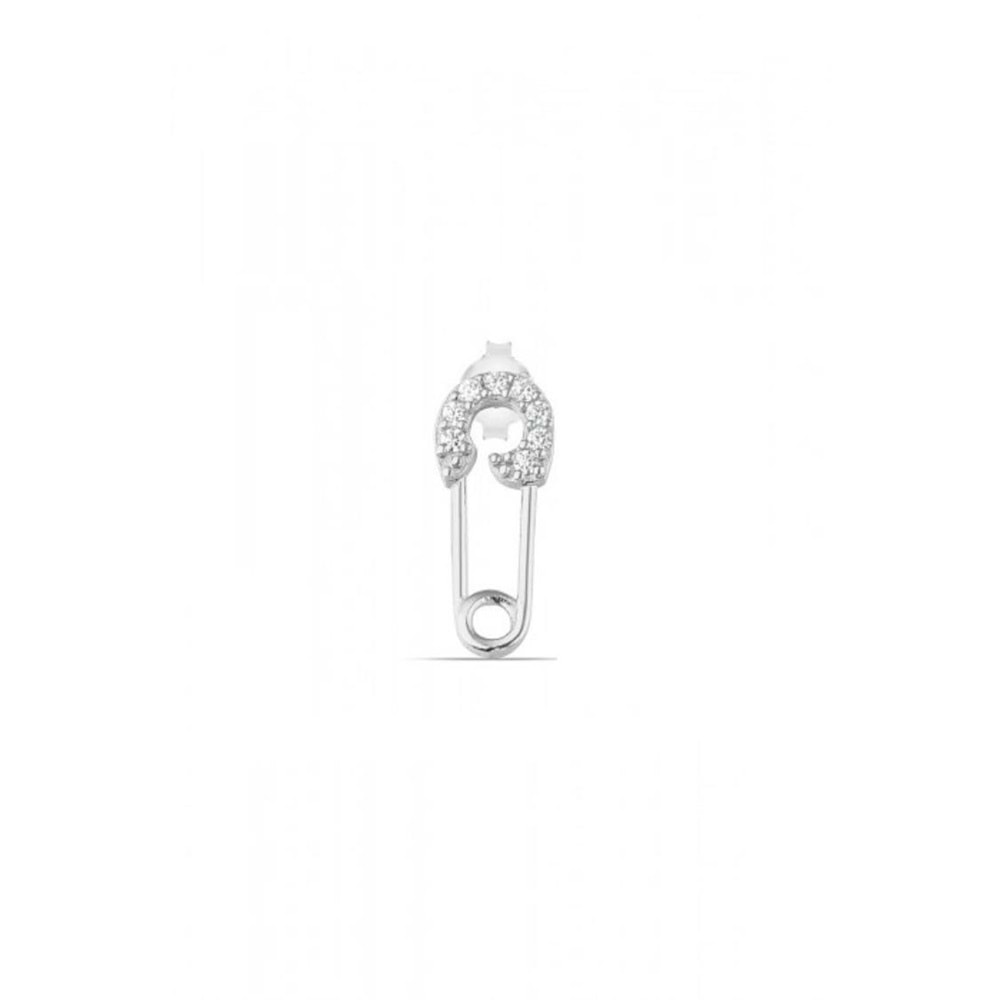 MİNİMAL ÇENGEL GÜMÜŞ KÜPE (TEK) - RODYUM BEYAZ