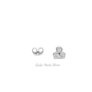 MİNİMAL 3 TAŞ GÜMÜŞ KÜPE (TEK)