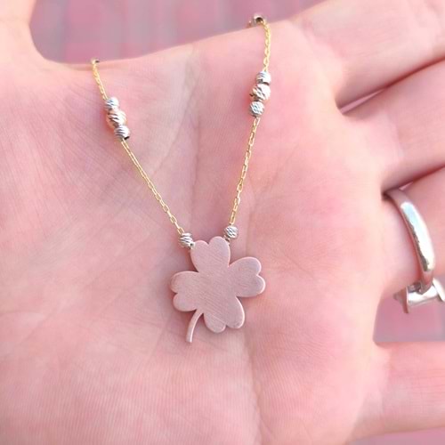 DORİCA YONCA GÜMÜŞ KOLYE - ROSE ALTIN KAPLAMA