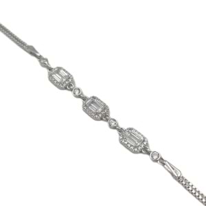 3 LÜ MİNİ BAGET KÜP GÜMÜŞ BİLEKLİK - RODYUM KAPLAMA