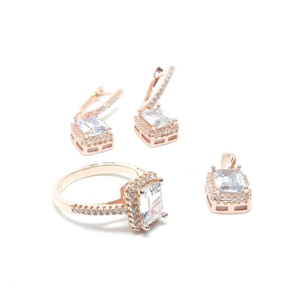 9 MM BAGET 3 LÜ GÜMÜŞ SET - ROSE ALTIN KAPLAMA - 14