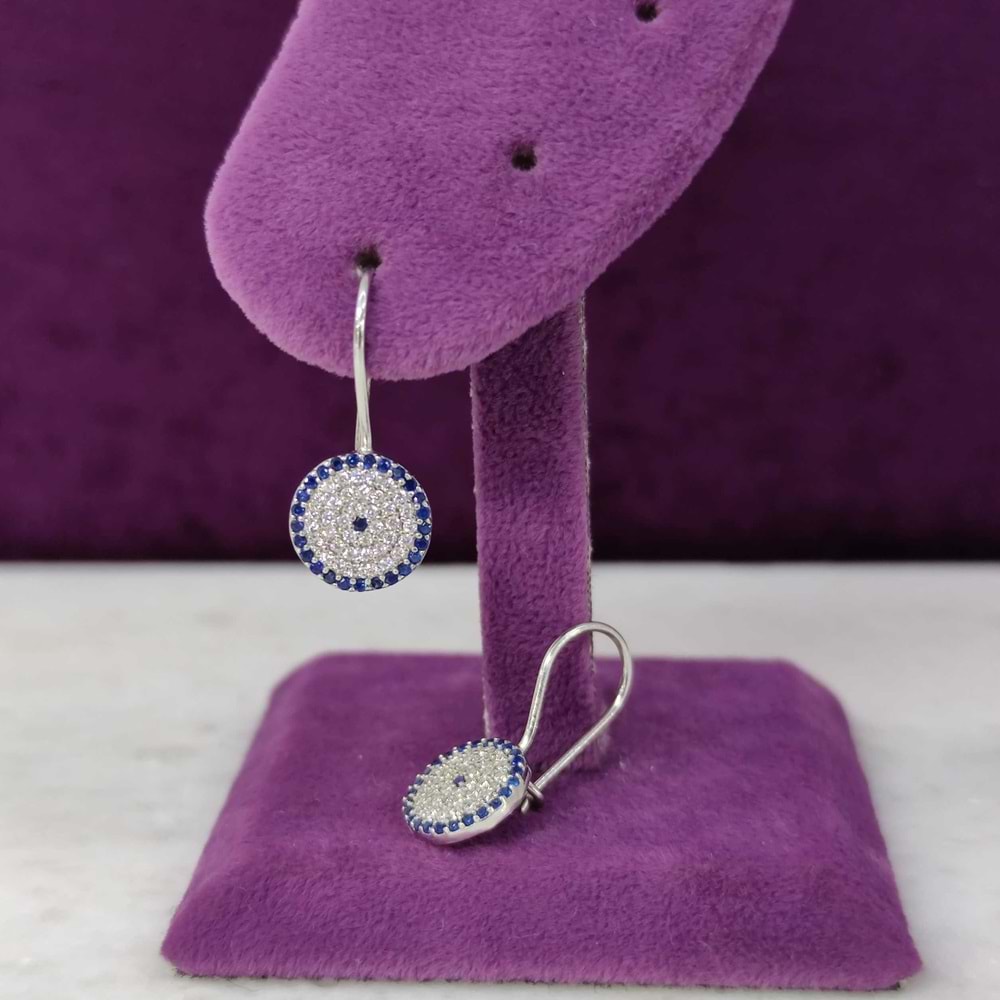 10 MM SOSYETE GÖZÜ SALLANTILI GÜMÜŞ KÜPE - RODYUM KAPLAMA