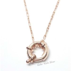 UCU KANCALI GÜMÜŞ 55 CM ZİNCİR KOLYE - ALTIN KAPLAMA (SARI)