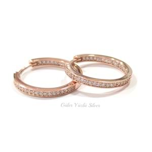 18 MM İÇİ DIŞI TAŞ HALKA GÜMÜŞ KÜPE