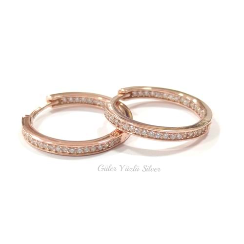 18 MM İÇİ DIŞI TAŞ HALKA GÜMÜŞ KÜPE