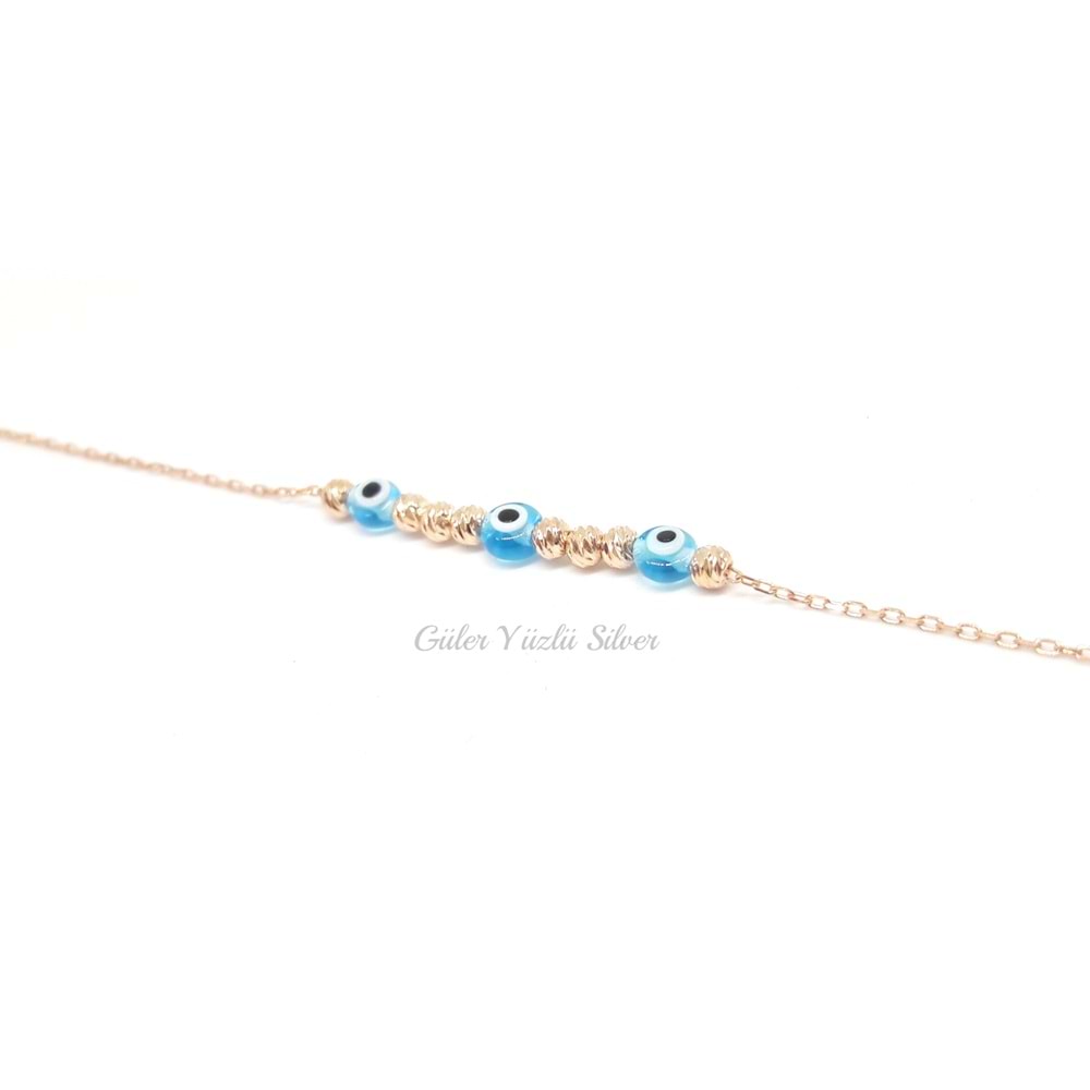 DORİCA NAZAR BONCUKLU GÜMÜŞ BİLEKLİK - ROSE ALTIN KAPLAMA (BAKIR) - GYS01641-ROSE ALTIN KAPLAM-STD