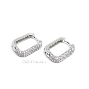 10 MM DİKDÖRTGEN HALKA GÜMÜŞ KÜPE