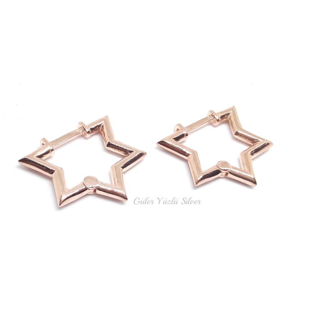 YILDIZ GÜMÜŞ HALKA KÜPE - RODYUM KAPLAMA (BEYAZ) - GYS01669-RODYUM KAPLAMA (B-STD