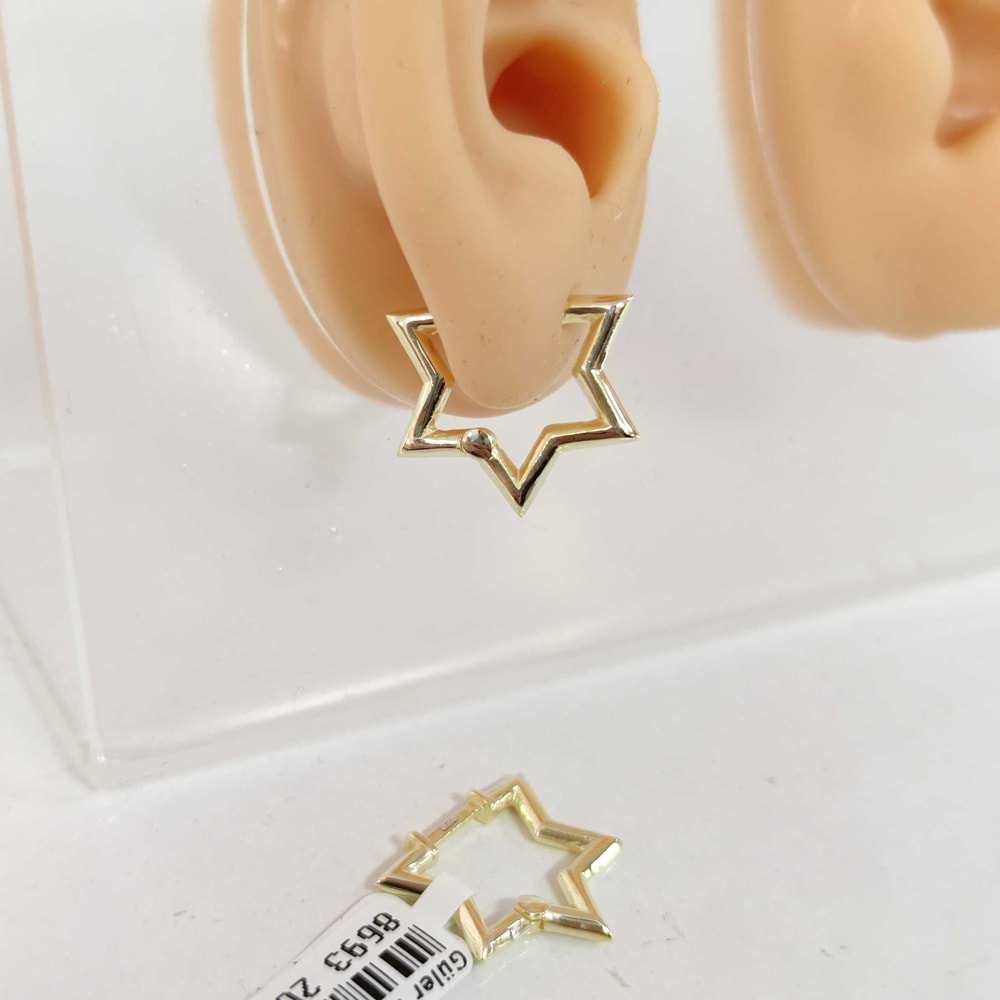 YILDIZ GÜMÜŞ HALKA KÜPE - RODYUM KAPLAMA (BEYAZ) - GYS01669-RODYUM KAPLAMA (B-STD