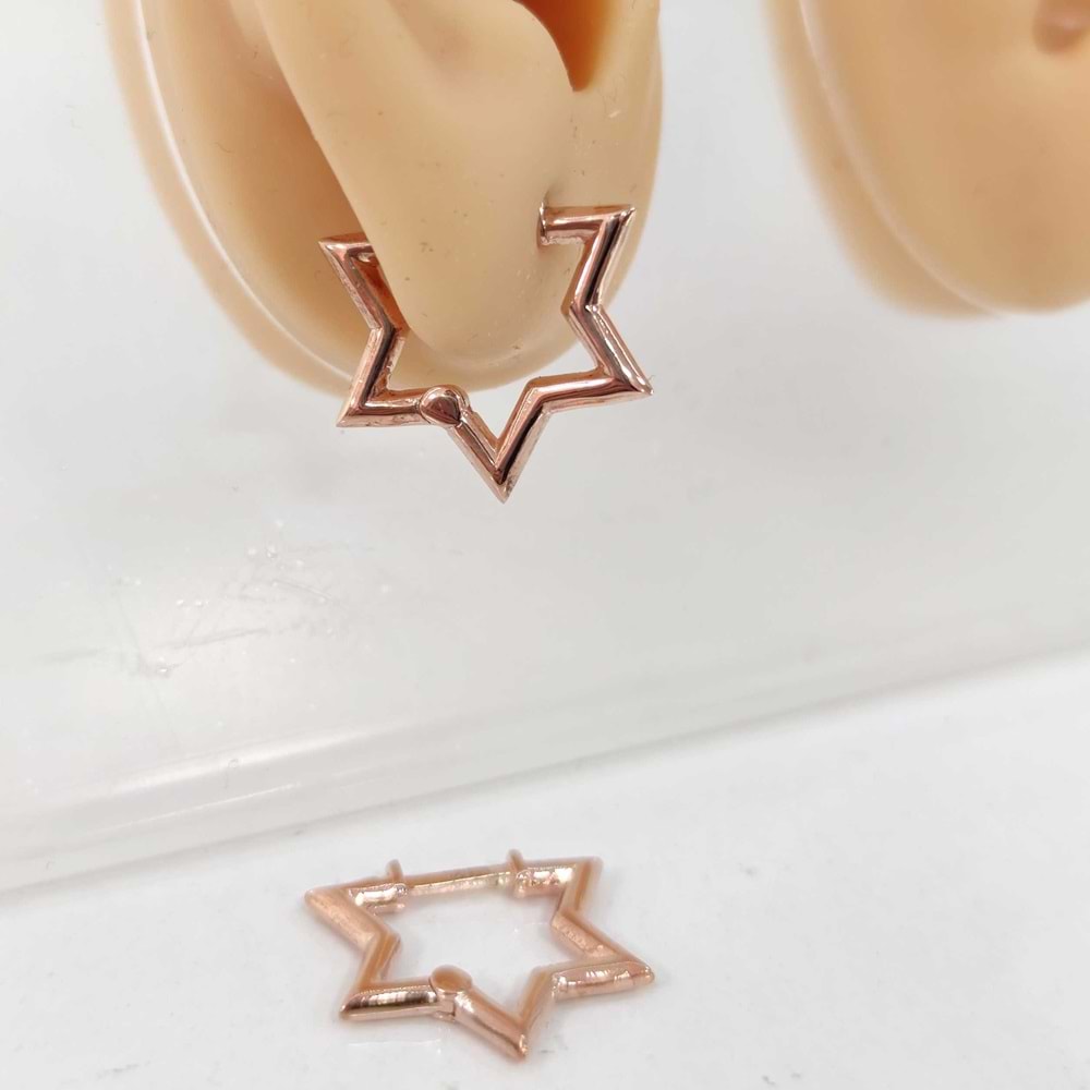 YILDIZ GÜMÜŞ HALKA KÜPE - RODYUM KAPLAMA (BEYAZ) - GYS01669-RODYUM KAPLAMA (B-STD