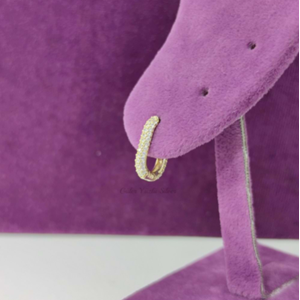 ZİRKON TAŞLI OVAL MİNİ HALKA GÜMÜŞ KÜPE - ALTIN KAPLAMA (SARI) - GYS01683-ALTIN KAPLAMA (SA-STD