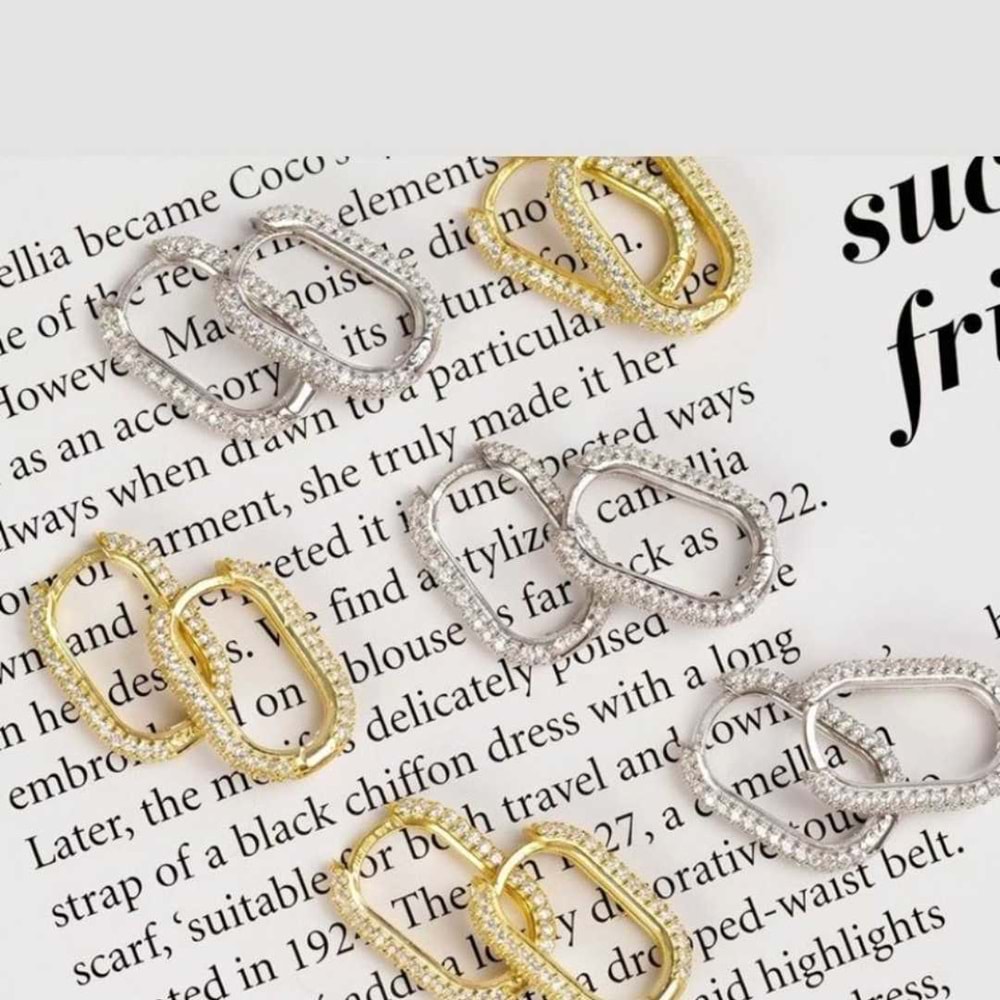 ZİRKON TAŞLI ORTA BOY OVAL HALKA GÜMÜŞ KÜPE