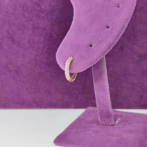 12 MM FULL ZİRKON TAŞ HALKA GÜMÜŞ KÜPE - ROSE ALTIN KAPLAMA (BAKIR)