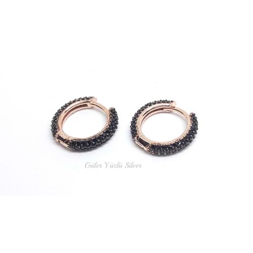12 MM SİYAH FULL TAŞ HALKA GÜMÜŞ KÜPE