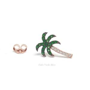 PALMİYE VİDALI GÜMÜŞ KÜPE (TEK)