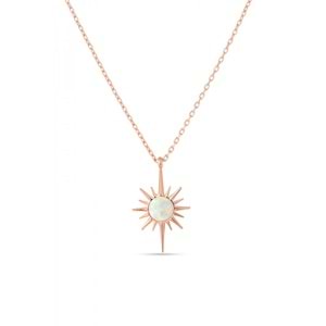 BEYAZ OPAL KUTUP YILDIZ GÜMÜŞ KOLYE