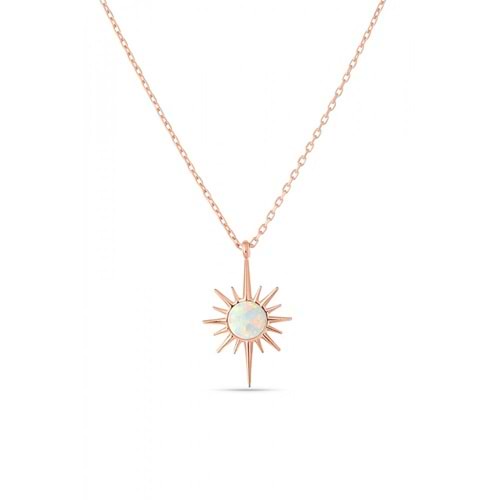 BEYAZ OPAL KUTUP YILDIZ GÜMÜŞ KOLYE