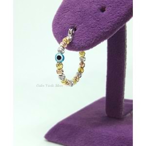 18 MM NAZAR DORİCA HALKA GÜMÜŞ KÜPE