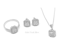 PIRLANTA MONTÜR MİNİ BAGET ÜÇLÜ GÜMÜŞ SET