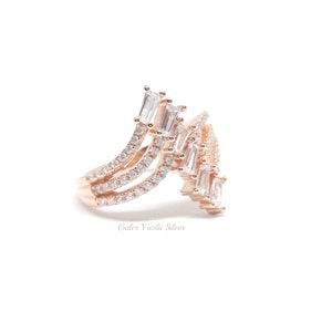 GÖSTERİŞLİ BAGET GÜMÜŞ YÜZÜK - 14 NUMARA